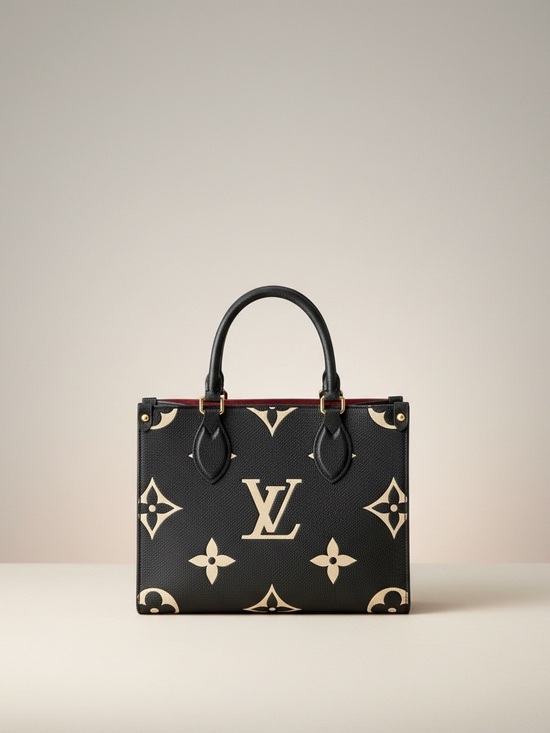 Louis Vuitton Handbags - Louis Vuitton Black & Cream Monogram Large Tote